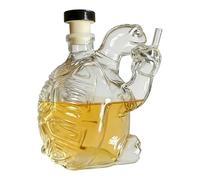 Alcohol Bottle, Glass Whiskey Decanter, Turtle Themed Liquor Holder, Artistic Tabletop Beverage Server, Decorative Drinks Container, Accessories, Medium Clear Sculpted Glass For Bourbon Vodka