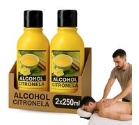 Alcohol de Citronela, Alcohol con esencia de Citronela, Ideal para friegas y masajes, Tonifica y refresca la piel, Solución Tópica Natural para Masaje, Alivio Muscular y Articular, 500 ml