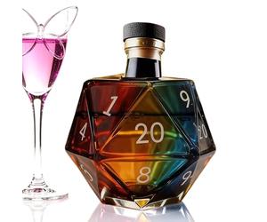 Alcohol Decanter - Collectible Kitchen Drinkware | Liquor Decanter | Dice Shape Borosilicate Glass Whisky Bottle For Men Father Boyfriend Grandfather Husband Family Gathering Barbeque Bar Hotel Weddin