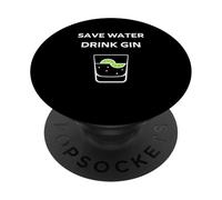 Alcohol Gin Funny Drinking Save Water Drink Gin PopSockets PopGrip Adhesivo