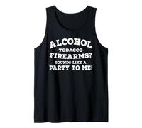 Alcohol Tabaco Armas de Fuego Fiesta Humor Gráfico Camiseta sin Mangas