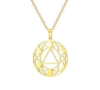Alcohólicos Anónimos collar para mujeres sobriedad símbolo de recuperación colgante recuperación triángulo fase lunar joyería AA NA regalo hombres (oro)