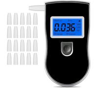 Alcoholímetro electrónico de alcoholismo, portátil digital con pantalla LCD, probador de alcohol profesional, portátil con 20 boquillas para uso personal y profesional