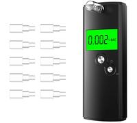 Alcoholimetro Homologado, Alcolimetro de alta Precisión con 10 Boquillas, Test Alcoholemia Profesional con Pantalla LCD Digital, Etilometro Portátil para uso Doméstico y en Fiestas