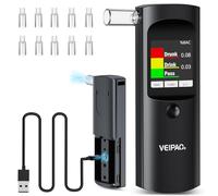 Alcoholimetro Homologado Portatil Alcoholímetro Test: Alcolimetros Portátil con 11 Boquillas - Prueba de Alcohol Test con Pantalla LCD Digital Alta Precisión para Uso Personal Profesional Hogar Sople