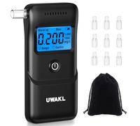 Alcoholimetro Homologado Portátil Test Alcoholemia: Etilómetro Profesional de Alta Precisión con 10 Boquillas Reutilizables - Alcoholímetro Alcohol Test Digital con Pantalla LCD Azul para Casa Coche