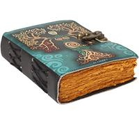 ALCRAFT Diario de libro de sombras en blanco con cierre de bloqueo, hecho a mano, con borde de cubierta antiguo, de papel, vintage, para mujeres y hombres, cuaderno de viaje para escribir