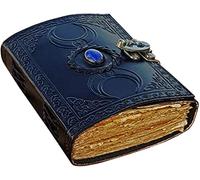 ALCRAFT Vintage Leather Celtic Triple Moon Grimoire Black Book of Shadows Spellbook Journal para hombres y mujeres, Wicca Wiccan Pagan Witchcraft Cuaderno de escritura, páginas en blanco sin forro