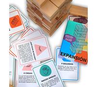 Alcrea Juego de Cartas para Torre de Madera. con Pruebas, retos y comodines Que amplían el Popular Juego de Mesa. Torre NO INCLUIDA