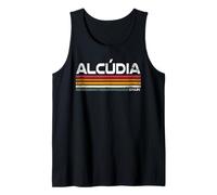 Alcudia España Retro Rayas Vintage Viajes Camiseta sin Mangas