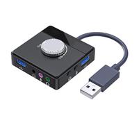 ALCXAZS Adaptador de audio USB estable Tarjeta de sonido externa equipada con control volumen y silencio Tarjeta sonido USB más estable Convertidor audio externo escritorio