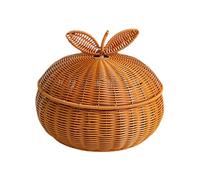 ALCXAZS Cesta de pan tejida a mano, organizador de alimentos, para servir desayuno, magdalenas, pasteles, con estilo, cesta frutas tejida con tapa, bandeja para servir, panaderías, alimentos,