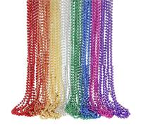 ALCXAZS Collar de cuentas para bufandas, 48 unidades, con acabado liso, para fiestas, color violeta, azul, rosa, plateado, dorado, rojo y verde, reutilizable.