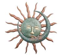 ALCXAZS Escultura de pared de estilo retro, placa sol y, hermosa estatua colgante hierro, decoración para sala estar, fondo boda