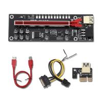 ALCXAZS Expansión de Tarjeta de vídeo LED PCI-E 4 Agujeros, 8 condensadores Estado sólido, Adaptador Cable Cobre Extensor con Hebilla fijación para minería, No.02