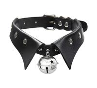 ALCXAZS Gargantilla gótica con colgante fresco ajustable de piel sintética, cadena de campana, regalo joyería, club nocturno, disfraz Halloween, accesorio para mujeres y niñas
