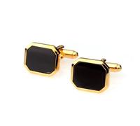 ALCXAZS Gemelos para hombre Accesorios de boda elegantes en oro y negro Gemelos de cobre Banquetes y fiestas Moda negra Material simple Tamaño cobre Aprox. 17 x 14 mm/0,67 x 0,55 pulgadas Color dorado