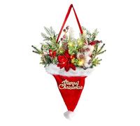ALCXAZS Inspira el espíritu navideño con Este Colgante Decorativo de Gorro navideño Que celebra a Papá Noel con Luces y Bayas, diseñado para la