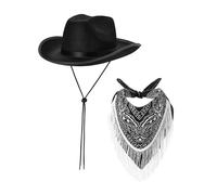 ALCXAZS La elegante decoración del sombrero de vaquero mejora el atuendo de disfraces para Halloween y temas occidentales, disfraces, gorras rave, tocados de discoteca para, Negro, 40x33x14cm