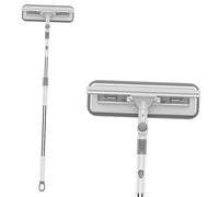 ALCXAZS Limpiacristales con varilla telescópica ajustable que alcanza superficies altas de hasta 180 cm en interiores y exteriores. Limpiacristales multifunción para ducha.