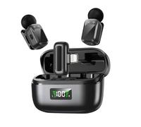 ALCXAZS Mini micrófono portátil con tecnología de reducción de Ruido IA Tres Niveles, batería Larga duración, ABS, inalámbrico, Solapa, fácil Usar, relámpagos