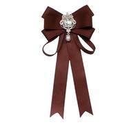 ALCXAZS Pajarita preatada Pajarita preatada para hombres y mujeres Elegante broche de lazo de cinta Accesorio para vestir Conjunto Elegante broche lazo cinta Cuello camisa, Café, 11x22cm