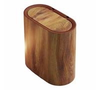 ALCXAZS Papelera de Para madera para baño con tapa para espacios pequeños. Elegante papelera pequeña de mármol con tapa para baño. Papeleras ABS, Marrón, 29.5 x 16 x 29 cm