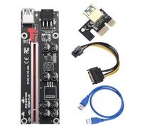 ALCXAZS PCI-E 1x a 6X USB 3.0 Extender Card Portable Home Mining Electronic Component Cable Adaptador Suministros de luz LED, Cable Azul con Ranura roja