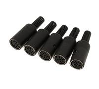 ALCXAZS Personalización con Conector DIN, ratón, Teclado, Opciones de Soldadura fáciles con 5 Piezas Hembra o reemplazo de Conectores existentes. Contactos chapados con, Negro, 8 Pines