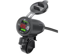 ALCXAZS Toma de Corriente para Motocicleta, anticorrosivo, Elegante, Dual USB, Adaptador de Carga para Motocicleta, voltímetro, Accesorios con Tapa, Rojo