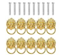Aldaba Antigua Vintage 10pcs cabeza de león de aleación de zinc Perilla Tirador Aldaba Hardware Anillo de muebles Tornillos manijas de las puertas de la antigüedad pomos del manillar de montaje(10Pcs