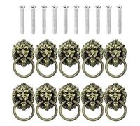 Aldaba Antigua Vintage 10pcs cabeza de león de aleación de zinc Perilla Tirador Aldaba Hardware Anillo de muebles Tornillos manijas de las puertas de la antigüedad pomos del manillar de montaje(10Pcs