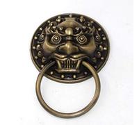 Aldaba Antigua Vintage Golpeador de puerta antiguo Dia 9.8cm manija puro cobre antiguo cabeza de león puerta retire el cajón de la manija de la puerta Anillo Puerta Puerta de gabinete(Golden,2 pcs)
