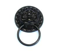 Aldaba Antigua Vintage Golpeador de puerta antiguo Dia 9.8cm manija puro cobre antiguo cabeza de león puerta retire el cajón de la manija de la puerta Anillo Puerta Puerta de gabinete(Black,1 pcs)