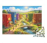 Aldea de Cuentos Puzzle de 1000 Piezas Papel para Adultos Escena de Campo Fantasía Relajación Decoración Regalo Familiar 52x38cm/1000pcs