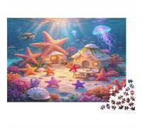 Aldea de Estrellas de Mar Mundo Submarino Puzzle de 1000 Piezas Papel Puzzle para Adultos Relajación Concentración Decoración Hogar Regalo 38x26cm/1000pcs