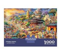 Aldea de Fantasía bajo el Cielo de Aurora Puzzle 1000 Piezas Pueblo Oriental Cartón Premium para Toda La Familia Regalo Cumpleaños para Entrenar La Mente Oferta 70x50cm/1000pcs