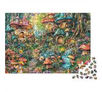 Aldea de Hongos Bosque Puzzle de 1000 Piezas Puzzle para Adultos Elementos Fantásticos Relajación Familia 70x50cm/1000pcs