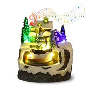 Aldea de Navidad con Luces, Decoración navideña Musical con Tren Giratorio 8 Sonidos temáticos navideños, Construcción de Aldea navideña con LED para la Familia y los Amigos (árbol de Navidad)