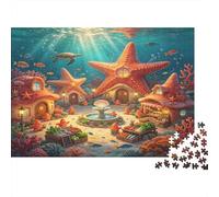 Aldea Estrella de Mar Puzzle de 1000 Piezas Cartón para Adultos Escena Mundo Submarino Juego de Puzzle 1000 Piezas Relajación Decoración Regalo 38x26cm/1000pcs