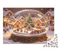 Aldea Navideña en Bola de Nieve Puzzle de 1000 Piezas para Adultos Papel Escena Invernal Relajación Decoración Hogar Regalo 70x50cm/1000pcs