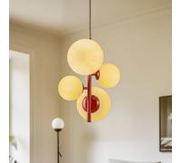 ALDEX Lámpara colgante Joel, rojo vino/blanco, 4 luces