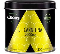 L Carnitina 2000 mg - 200 Comprimidos - Suplemento Pre Entreno y Recuperador Muscular - 2932 mg L-Carnitina Tartrato Alta Potencia - Energía, Resistencia - Vegano, Sin Gluten, Sin Aditivos - ALDOUS