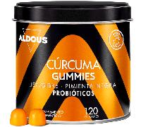 Cúrcuma con Jengibre y Pimienta Negra + PROBIÓTICOS - 2500 mg - 120 Gominolas - Sabor Natural a Mango y Jengribre Picante - Antioxidante y Antiinflamatorio Natural - Fuente de Curcumina y Piperina