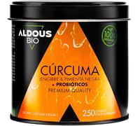 Aldous Bio Cúrcuma con Jengibre y Pimienta Negra con Probióticos 250 Cápsulas