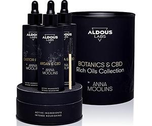 Aldous Labs Set Regalo Belleza: Aceite de Ricino, Aceite de Argán y Aceite de Jojoba 100% Puros elaborados con CBD, Prensados en Frío, Veganos, Fórmula Avanzada, Pestañas, Pelo, Piel, Botanics & CBD