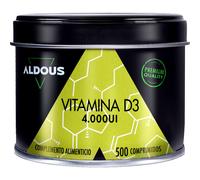 Vitamina D3 4000 UI máxima dosis - 500 comprimidos - Vitamina D Colecalciferol - Vitaminas para el sistema inmunitario y defensas - Para Músculos y Huesos - Mejora absorción Calcio - ALDOUS