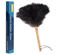 Aldwin Plumero de plumas de avestruz, plumas de avestruz negras de 16 pulgadas con mango de madera, reutilizables y lavables, plumeros de limpieza ecológicos para el hogar, la oficina y la cocina