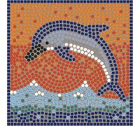 ALEA Mosaic Kit de mosaico de delfín, adulto, delfín alegre, tema de naturaleza, 20 x 20 x 1 cm, azulejos de cerámica, todas las estaciones, mini piedras de cerámica y base de madera, 1,02 gramos
