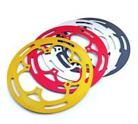 Aleación de aluminio para protector de plato para BCD 130 mm, individual para protector de anillo y cubierta protectora de bielas para 50T 52T 54T, Road For Bike Chain Deflector Spider Shield (rojo)